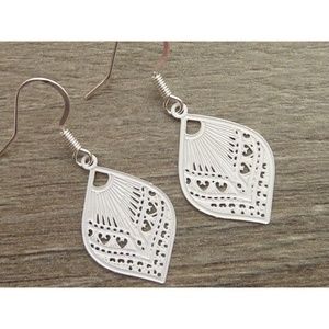 Small Filigree Earrings, White